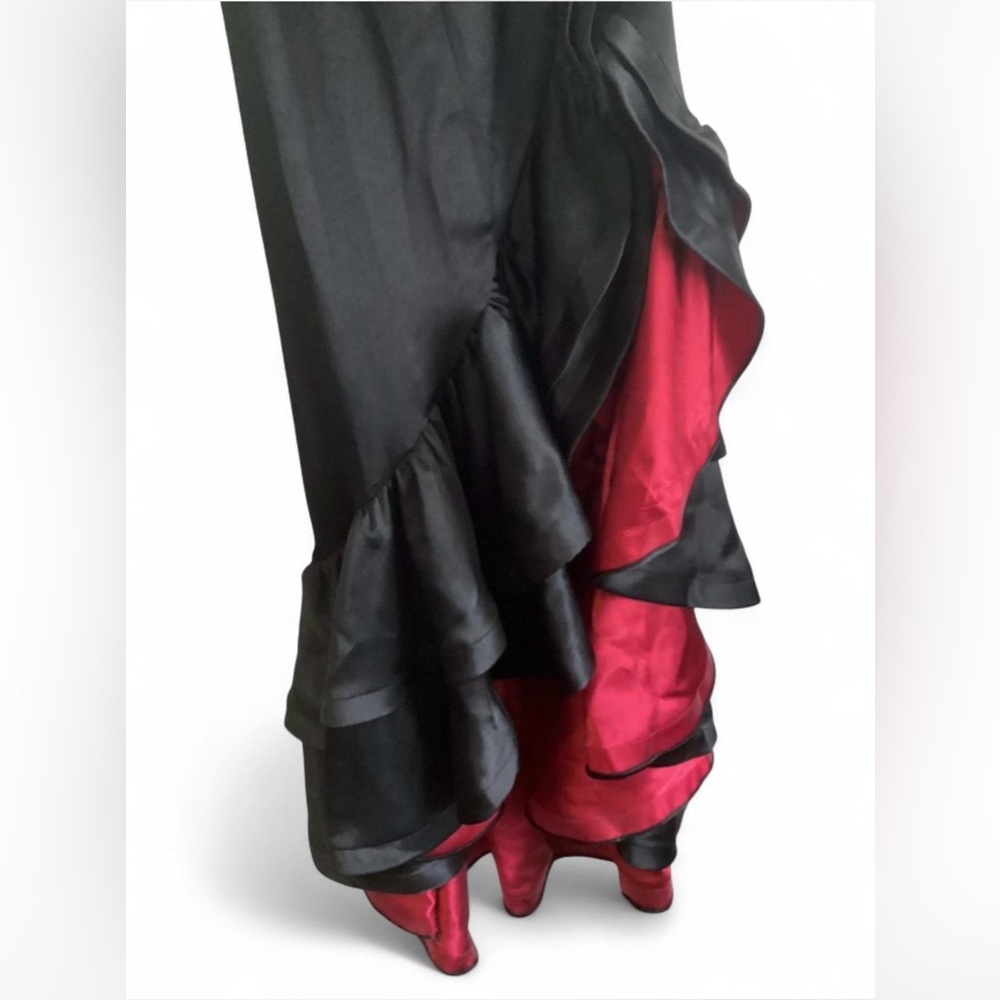 Bronx and Banco Black and Red One-Shoulder Gown Size 6 - Picture 5 of 15